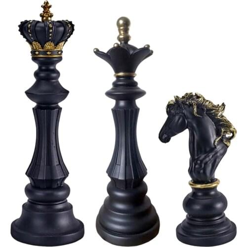 Chess King Queen Knight Statue Sculpture Ornament Collectible Figurine Craft