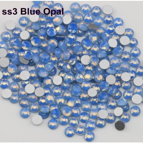 Ss3 (1.3-1.5mm) Blue Opal Non-hotfix Rhinestones, 1440pcs/Lot, Flat Back Nail Art Glue On Crystal Stones
