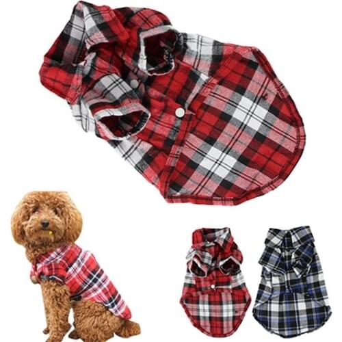 TINGHAO Dog clothes Cute Pet Puppy Comfortable Plaid Shirt Coat Clothes T-Shirt Top Size XS S M L Dog Supplies