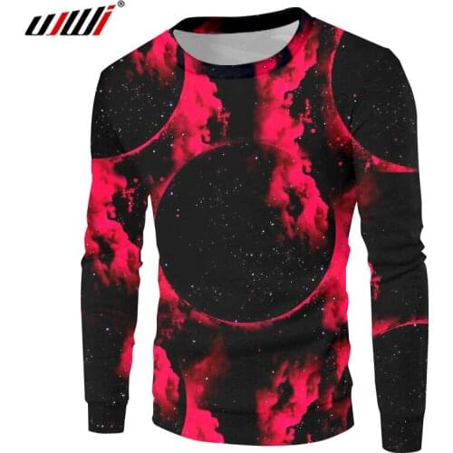 UJWI Galaxy Space Sweatshirt Hoodies Printed Red Cloud 3D Sweatshirts Men Hip Hop Streetwear Punk Long Sleeve Loose Pullovers