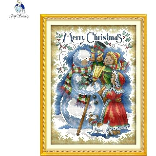 Joy Sunday Merry Christmas Patterns Counted Cross-stitch 11CT 14CT Handwork Cross Stitch Kits Embroidery Needlework Home Decor