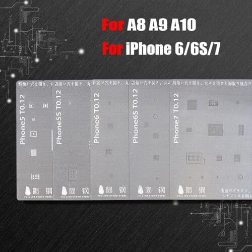 Japan Steel BGA Stencil for iPhone 5 5S 6 6S 7 Motherboard A8 A9 A10 CPU BGA Reballing Planting Tin Net Repair Tools