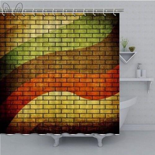 Colorful Bathroom Curtain Green Red Yellow Brick Wall Shower Curtain Polyester Fabric Bath Curtain Bathroom Shower Sets