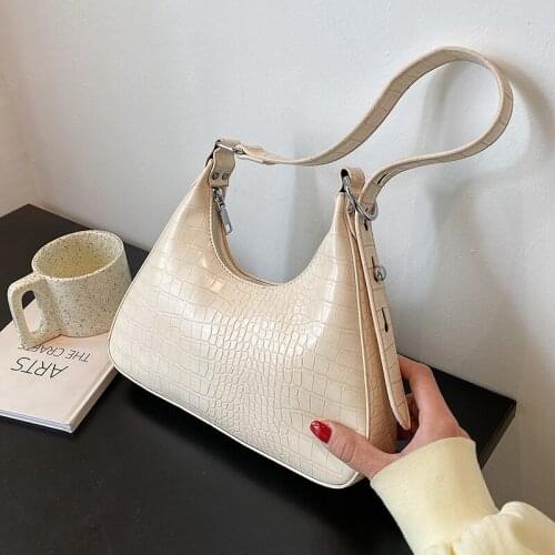 Stone Pattern Half-Moon Design PU Leather Shoulder Underarm Bags for Women 2021 Luxury Fashion Small Handbags and Purses