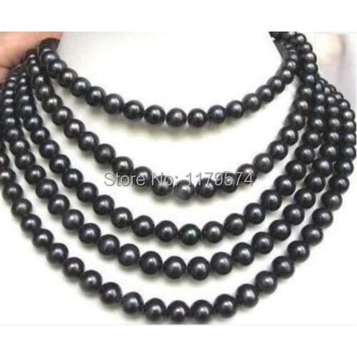 New natural beautiful black pearl Long Necklace Jewelry women fashion with wholesale and retail free shipping100inch