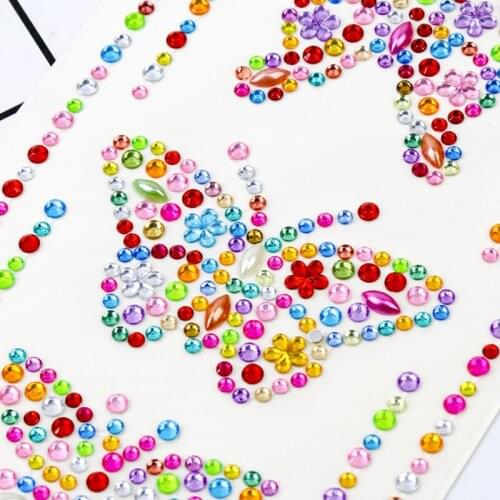 1 Sheets Resin Butterfly Rhinestone Stickers Cartoon Decorative DIY Scrapbooking Album Nail Stick Label Sticker Stationery