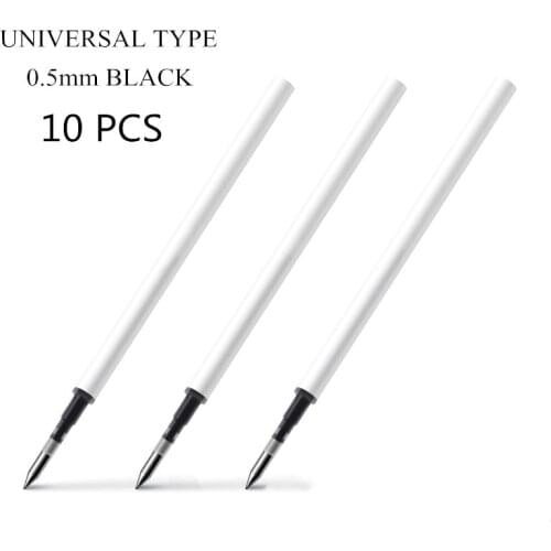 10 pc White Color Shell Gel Pen Refills 0.5mm Black Ink Kawai Pattern Office Stationery Supplies 13cm Length