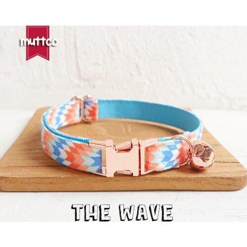 10pcs/lot MUTTCO retail with rose gold high quality metal buckle collar for cat THE WAVE design cat collar 2 sizes UCC064M