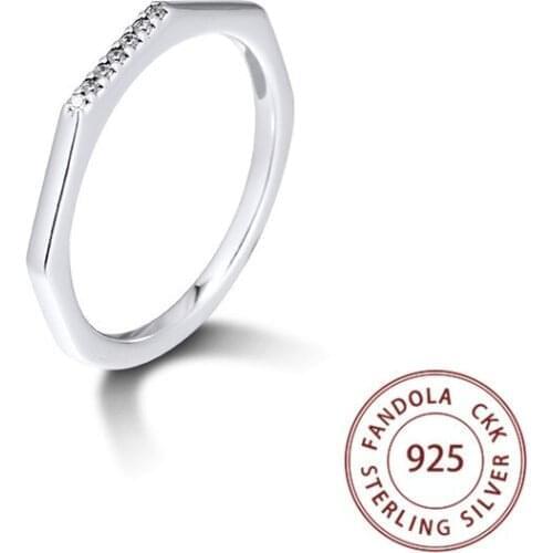 100% Authentic S925 Sterling Silver Clear CZ Multifaceted Rings For Women Elegant Fine Jewelry Wholesale