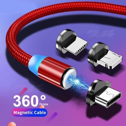 2.4A 1M/2M Mobile phone cables Magnetic Micro USB Cable For iPhone Samsung Huawei Fast Charging Magnet Charger Type C Data Cable