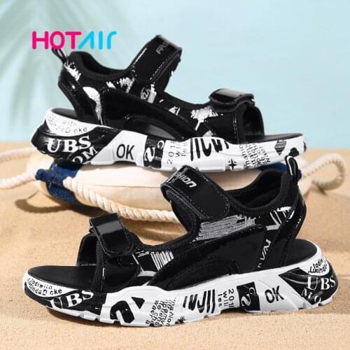 2021 Brand Kids Sandals For Boys Beach Shoes Breathable Flat Sandals Summer PU Leather Children Outdoor Shoes Size 29-38 0173