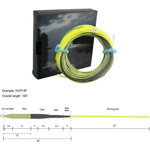 Aventik 3Colored Fly Fishing Line WindCutter Float Line 42-50ft Head Loops Line L