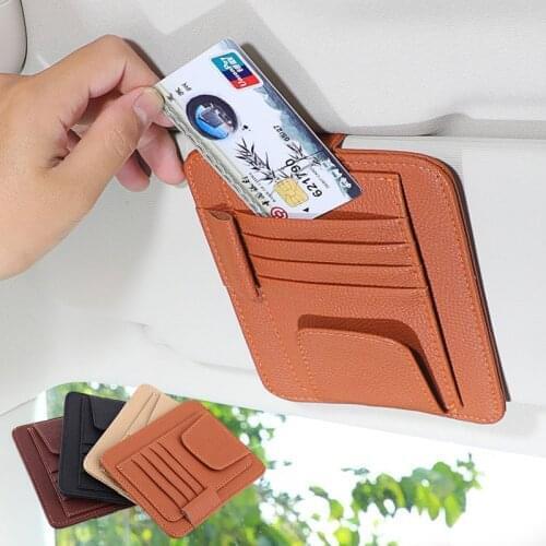 Car Sun Visor Organizer Bill Pen Card Holder CD DVD Organizer Storage Box Sunglasses Clip Stowing Tidying Car Accessories