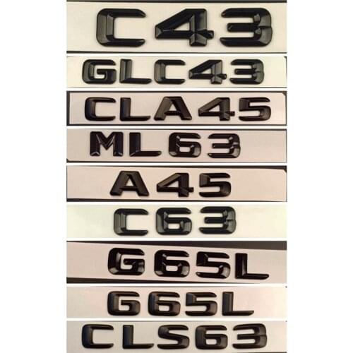 GLOSS BLACK Chrome Trunk Letters Emblem Emblems Badges for W176 A45 C43 A45 C63 2017
