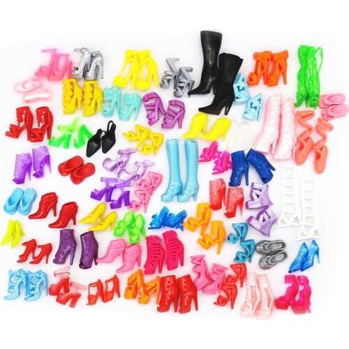 60 Pairs /Set Mixed Fashion High Heels Boots Colorful Sandals For Barbie Doll Shoes Accessories Girl Baby Toys Hot Sale