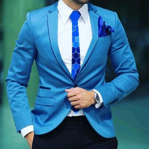 GEOMETIE Brand Mens Necktie Honeycomb Shape Slim Fit Blue Mirror Tie All Match Fashion Accessory Business Party Luxury