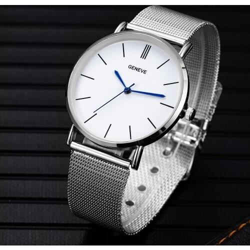 GENEVE Montre Homme Man Luxury Watch 2019 Simple Stainless Steel Watches Classic Quartz Date Wristwatch Casual Kol Saati
