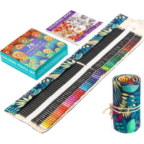 72Pcs Color Pencil Premium Artist Colored Pencil Set Handmade Canvas Pencil Wrap Extra Accessories Included Holiday gift Pencils