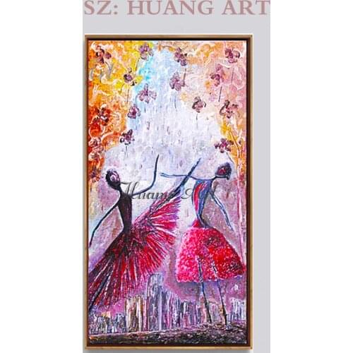 Dance happily wear long gown girl oil painting hand painted modern home decoration wall sexy Oriental girl decoration hall