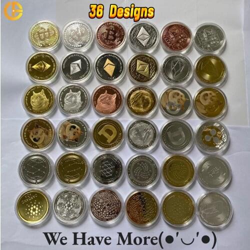 FLC 36 Designs Gold Silver Plated Ada Coins Bitcoin/Ethereum/Litecoin/Dash/Ripple/Monero/EOS Metal Physical Cardano Crypto Coins