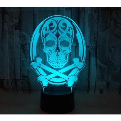 Halloween Skull Touch 3d Night Lamp Creative 3d Stereo Table Lamp Factory Direct Sale Remote Touch switch Led Night Light