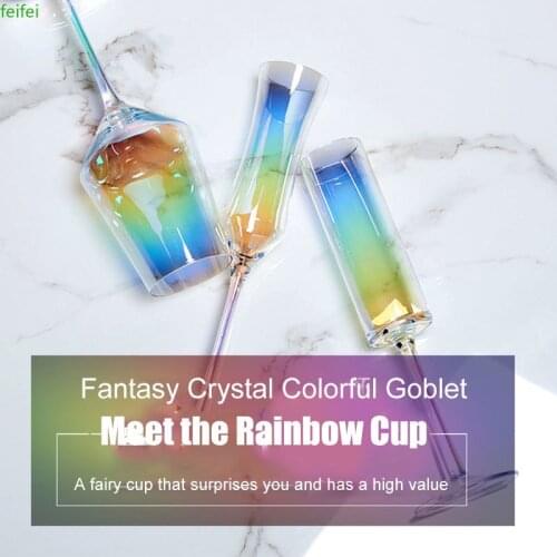 HOT Dream Gradient Rainbow Goblet Crystal Glass Champagne Glass TI99