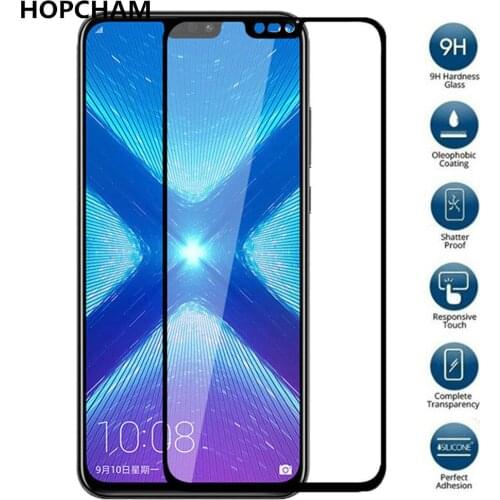 HOPCHAM For Huawei Honor 8X Tempered Glass Full Cover Screen Protector for huawei honor 8 8x Glass Tempered Protective Film