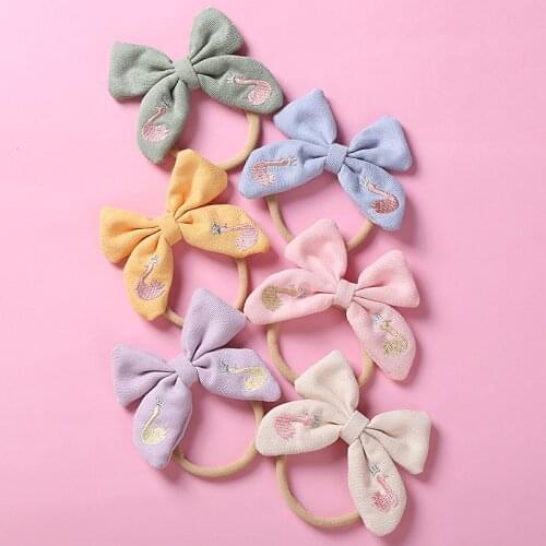Exquisite Embroidery Childrens Hair Accessories Baby Super Soft Nylon Seamless Headband Bow Headdress Baby Girl Accessories