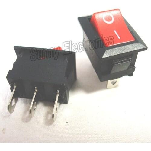 Hot 100 x Copper AC 250V 6A 3 Pin Red ON/ON Snap in Mini Rocker Switch