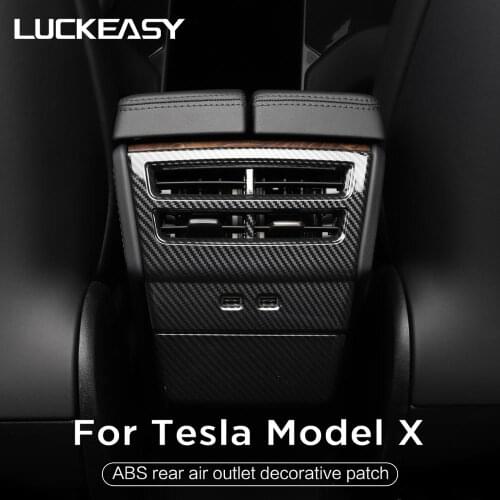 LUCKEASY Car ABS rear air outlet decorative patch For Tesla Model X 2017-2020 Button decoration protection 2pcs/set