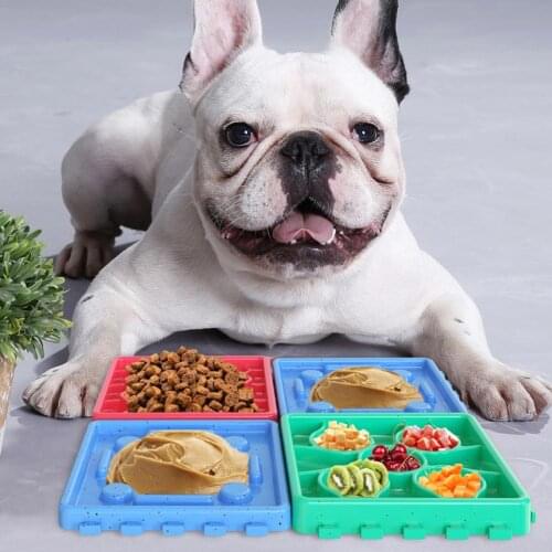 Dog Feeder Bowls Pet Food Trays 4 In1 Pet Slow Feeder Plate Food Lick Pad Dog Feeding Food Bowl 2Pet Pads 2Slow Dog Feeder Tray