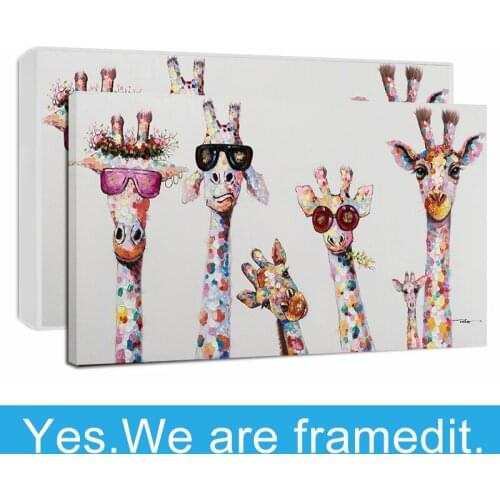 Wall Art Decor Canvas Painting Cute Cartoon Giraffes Poster Print Canvas Art Pictures for Childrens Room Nordic Home Decoration