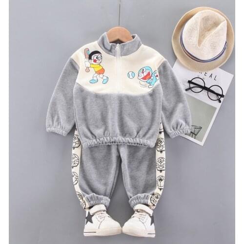Autumn Spring Kid Boy Clothing Set Half Zipper Cotton Baby Tracksuit Toddler Sport Cute Cartoon Outfit 0-5 Years Patchwork Suit