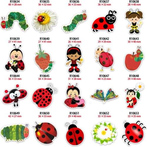 Lovely Insect Red cartoon Planar Resin Hungry Caterpillar Cabochon Printed for Bow Center DIY Decoration