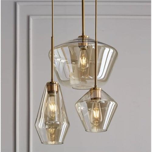 Nordic Loft Retro Dinner Glass Chandelier Concise Glass Living Hanging Lights Vintage Bar Study Aisle Light Free Shipping