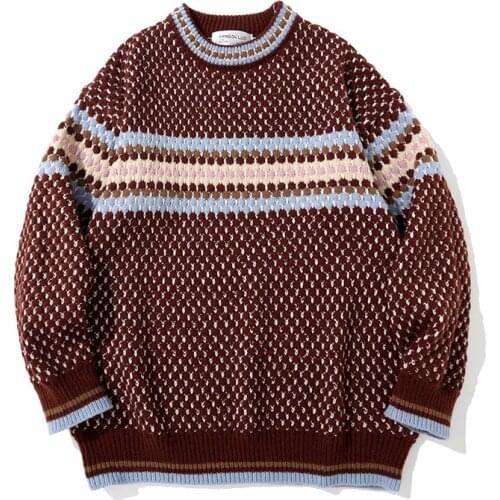 Vintage Knitted Striped Grandpa Sweater for Men and Women Japanese Harajuku Urban Streetwear Oversized Retro Pullover Jumper