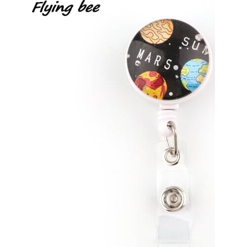 X2066 1pcs High Quantity Creative Planet Universe Retractable Badge Reel Clip Child Kid Exquisite Ic Card Fashion Badge Holder