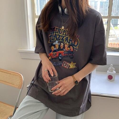 Womens T-shirts Tops Japanese Kawaii Ladies Ulzzang Vintage Letter Print Tshirt Female Korean Harajuku Clothes For Women