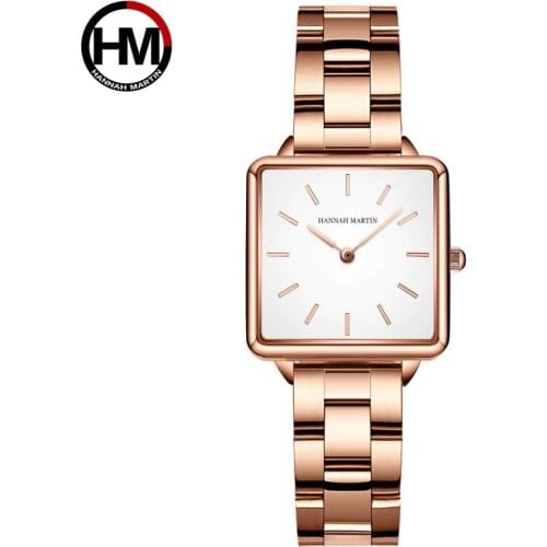 2021 New Arrival Full Solid Stainless Steel Square Dial Japan Movement Quartz Gift Rose Gold Ladies Top Brand Watches for Women