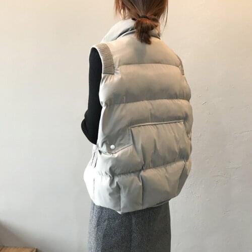 Warm Waistcoat Womens Vest Sleeveless Jacket Women Korean Stand Collar Zipper Up Loose Thick Vest Coat Women Chalecos Para Mujer