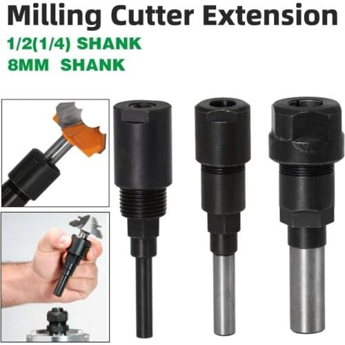 1/4" 8mm 1/2" Shank Router Bit Extension Rod For Trimming Milling Cutter Woodworking Cutter Extender Woodworking Tools