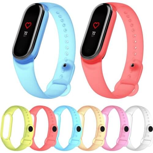 100 Pieces/lot Transparent Strap For Xiaomi Mi Band 5 or 6 Replacement Bracelet Silicone Soft TPU Wristband Xio mi