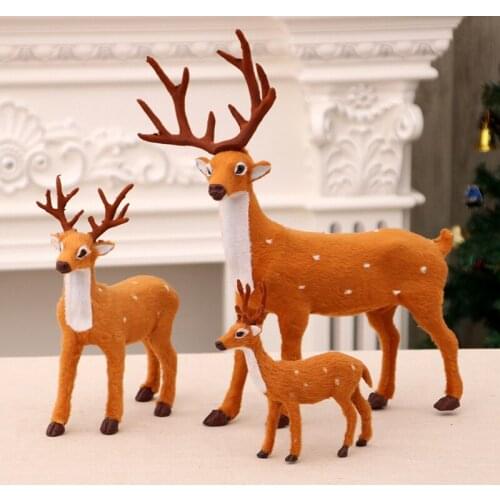2021 1pc Simulation Christmas Xmas Elk Doll Plush Simulation Deer For Home Christmas New Year Party Decor Kids Gift Photo Props