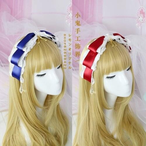 Lolita lace bow tassel headband lolita COS Japanese anime maid bow headband hair accessory