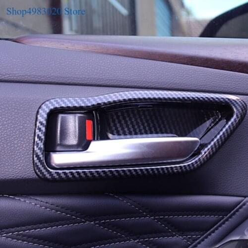 Car Styling Inner Door Pull Handle Bowl Frame Cover Trim 4 Piece ABS Fit For Toyota Avalon 2019 Matte Carbon Fiber Look
