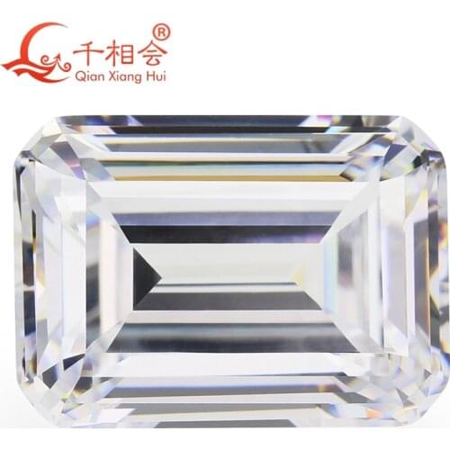 6A quality white color rectangle shape baguette and e merald cut for cubic zirconia loose CZ stone made by Qianxiang Hui