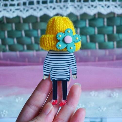 Diy Big Acrylic Brooches Cute Personality Long Brooches Pin Badges Wool Hat Flower Lapel Pins Jewelry Gifts For Friends