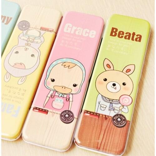 Cartoon Pictures Metel Case Student Stationery Pencil Box 2021
