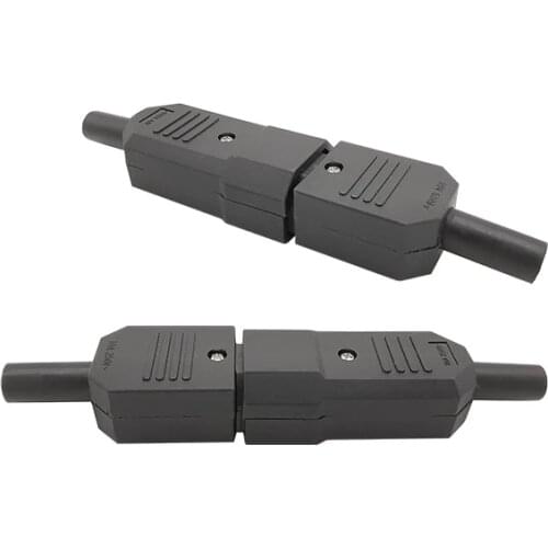 Black IEC 320 C14 Male Plug to C13 Female Jack Socket Power Connector Adapter 3 pin AC 250V 10A Nylon Insulation Connector