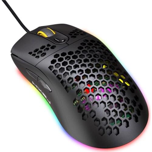 Highend Lightweight USB Wired Gaming Mouse RGB Gamer Mice 6 Adjustable 6400 DPI For PC Computer Laptop Black Macro Programming